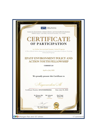 EPAYF Environment Policy and Action Youth Fellowship- Cohort 3.0 13 Slider certi