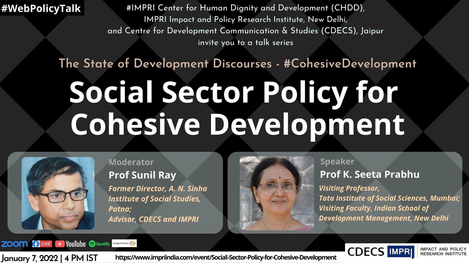 #CohesiveDevelopment - Prof K. Seeta Prabhu - Social Sector Policy for Cohesive Development 2