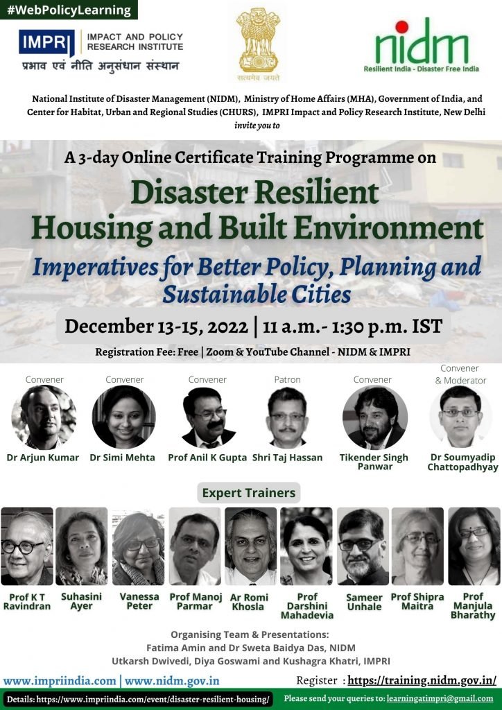 Disaster Resilient Housing and Built Environment