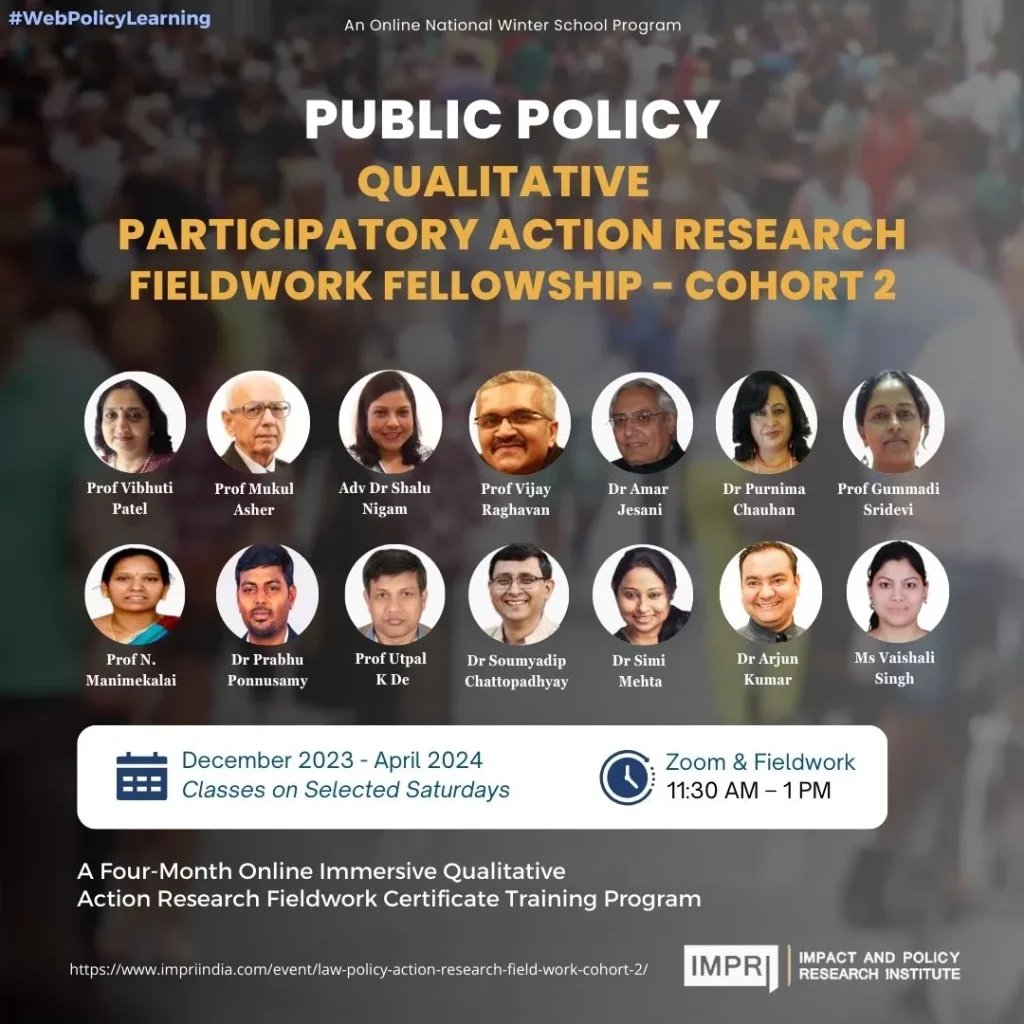 Public Policy Qualitative Action Research Fieldwork Program winter 2023